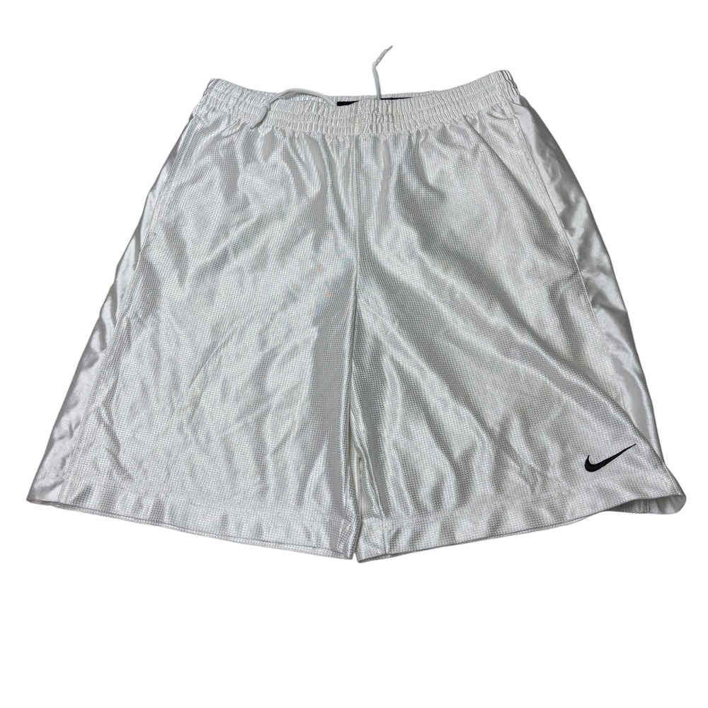 Nike Basketball Dazzle Shorts Mens Large W32 L10 White Mesh Satin Side Stripe